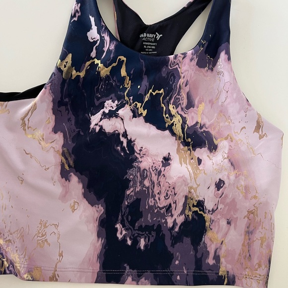 3 Girls Old Navy powersoft Sports Bra Youth XL 14 / 16 Not Padded Lined Metallic - Picture 6 of 9